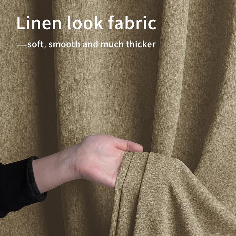 Easy-Going Linen Look Outdoor Curtains Waterproof Windproof Porch Curtains, Soft Thicken Outdoor Privacy Curtains for Patio, Gazebo, Grommet Top and Tab Bottom Drape, 1 Panel, 110x84 inch, Khaki - Image 5